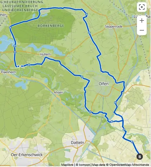 Trainingstrecke mit 57 km für das Mittwochsgruppetto