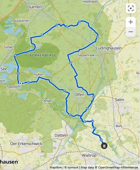 Trainingstrecke mit 72 km für das Mittwochsgruppetto